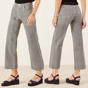 Reformation Plaid Wide Leg Cropped Jeans
